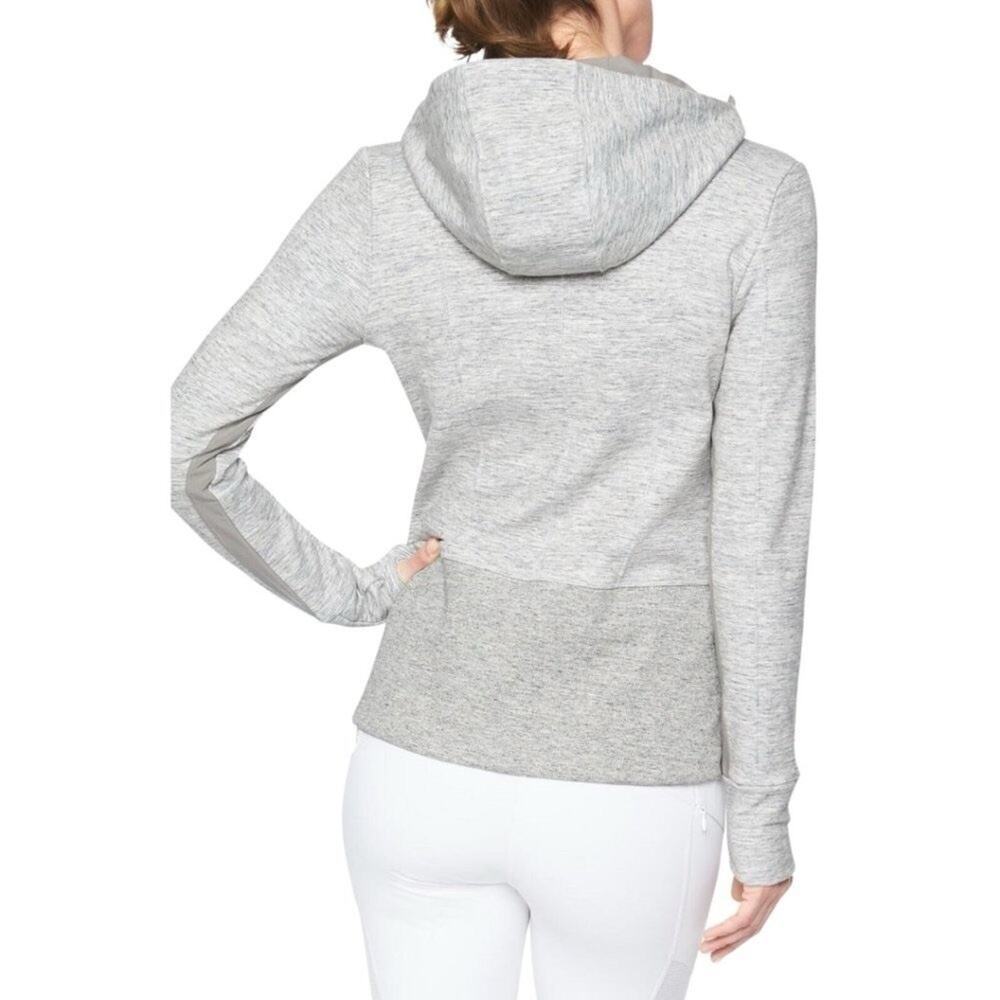 Athleta Fitted Victory Hoodie Heather Gray XS Active Outdoor Yoga Casual Grey - Picture 11 of 13